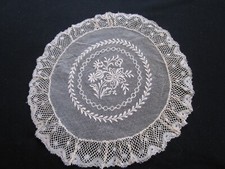 Antique Hand Embroidered Tulle Placemat