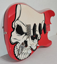 NOS Six Flags Horror SKULL Red Electric Guitar Strat Style LOADED Body w Pickups