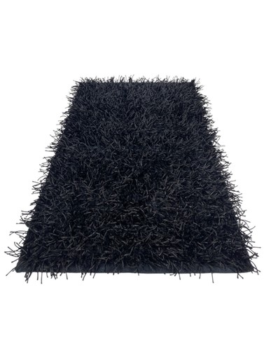 Tapis shaggy noir moderne - noir,