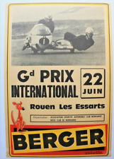 BMW SIDE-CAR MOTORCYCLE POSTER June 22, 1969 Grand Prix ROUEN les ESSARTS BERGER ANIS