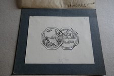 DESSIN Original 1930 projet médaille EXPOSITION INTERNATIONALE D'ANVERS colonie