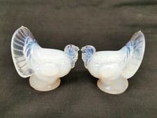 Pair of Sabino Opalescent Glass Turkeys, Mascot Radiator Cap