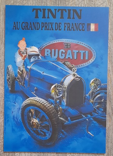 Tintin bugatti bleu affiche - bugatti,