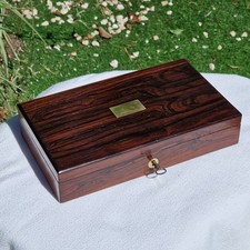 Antique box Napoleon III rosewood, brass, key, jewelry games 