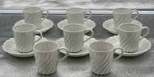 8 TASSES & 6 SOUCOUPES TORSES A CAFE PORCELAINE BLANCHE DE HAVILAND A LIMOGES