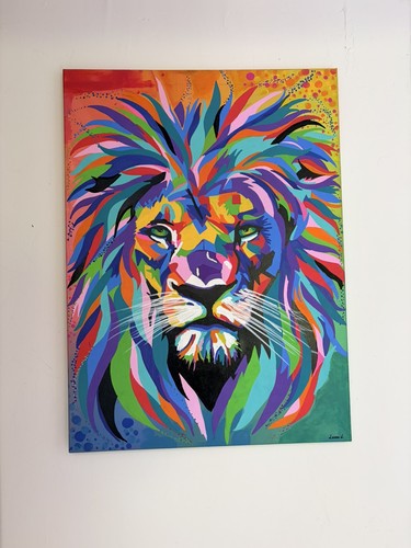 Tableau peinture pop art - pop, lion