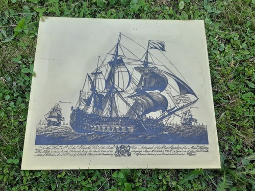 Plaque cuivre un bateau - d'un,