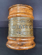 POT À TABAC EN VERRE ET CUIR  VINTAGE H. 16 CM