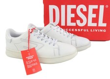 Diesel S-ATHENE Bas Baskets pour Homme EU41 Cuir Blanc Lacé Chaussures de Sport