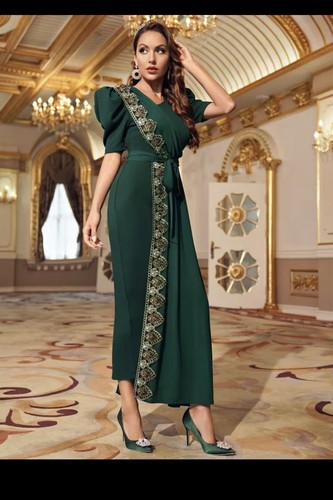 Robe caftan femme longue verte - femme,