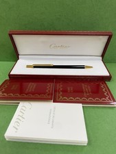 Authentic Cartier Stylo Bille Must Laqu Black Noir Gold  Box Ballpoint Pen R2