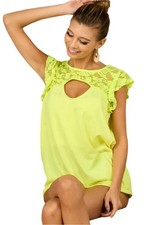 BiBi French Terry Knit Cut Out Detailed with Lace