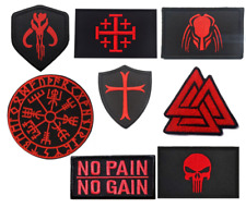 Official VELCRO® Black and Red Embroidered Patches Combat Badge Airsoft UK