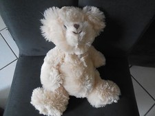 doudou peluche ours beige crème BUKOWSKI poils longs doux 29cm