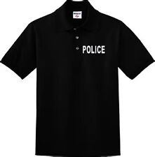 Police mens polo style collared t-shirt collar button up golf shirt black