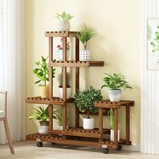 Porte-plante bois à roulettes