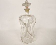 Dutch carafe hourglass blown glass mills boats ribbons 18th century