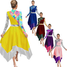 Women Dancewear Ballet Robe Church Dresses Flamenco Mock Neck Praise Outfit