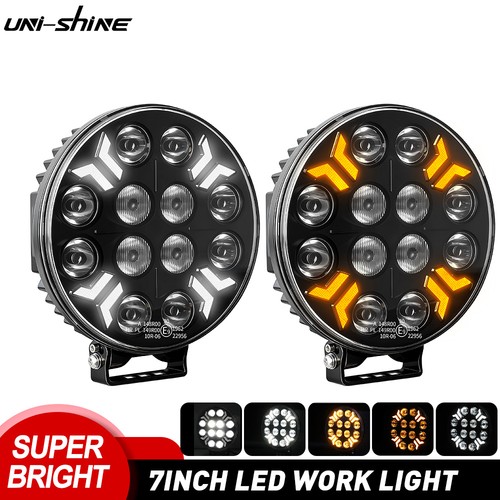 Phare led rond 125w - phare, 7"