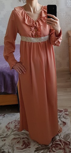 Robe longue bohème abricot