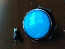 Bouton poussoir BLEU d'arcade 100 mm avec LED 12 V, plunger grand bouton convexe