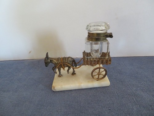 Ancien encrier cristal chariot - encrier,