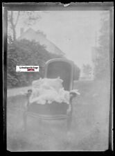 Baby, armchair, antique photo glass plate, black & white negative 6x9 cm
