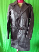 Veste ancienne cuir travail moto armée vintage French black leather work jacket