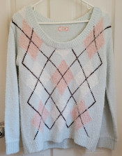PENDERIE ARGYLE BLUE MINT PINK WHITE SWEATER KAWAII CUTE JAPAN