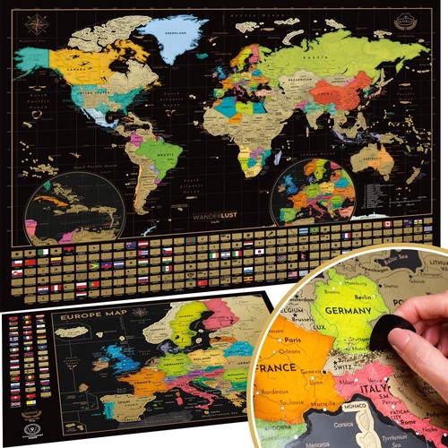 Carte monde gratter - du,