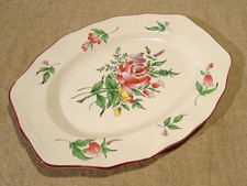 Grand plat ovale faïence Lunéville KG modèle réverbère décor floral