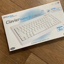 NEUF NEW clavier AZERTY sans fil 6M nintendo WII PC PS3 DATEL blanc extra fin
