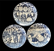 Vtg Set of 3 Delft Boch Tea Plates 4.25 Inches