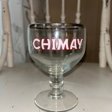 Chimay Authentic Trappist Ale Silver Rim Chalice Beer Glass