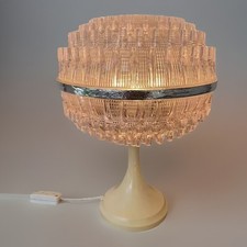 Vintage Post-Modern Globe Lamp Reliefs Pink And Foot Cream