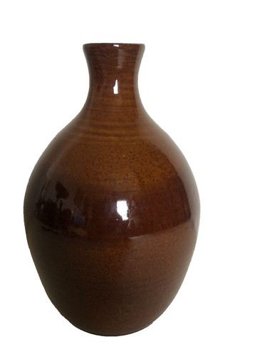 Vase marron gres emaille - vase,