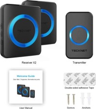 Sonnette Porte sans Fil 400 Mètres TECKNET Étanche Carillon Electronique 38 Mé