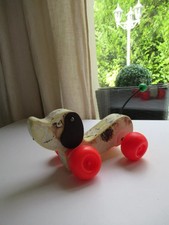 26 ⚜ Antique Fisher Price Shoot Dog Toy Vintage Authentic 1965 Ref 693
