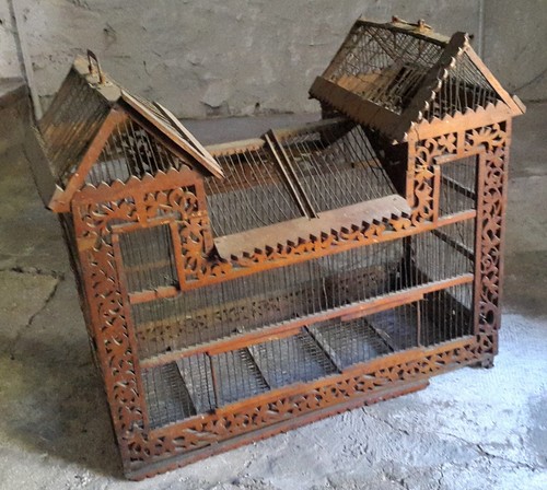 Cage château bois - cage, en
