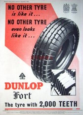 DUNLOP 'Fort' Tyre 1938 Advert Print #2 : Original Art Deco Car Tire Ad