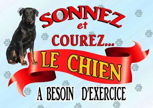 Plaque attention chien humour - plaque,