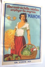 ANTIQUE POSTER MANON PROVENCE FRUIT LEGUME ORGANIC MARSEILLE MOURLOT VIANO 