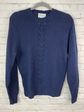 VTG 70s Pendleton Womens Large Virgin Wool Eye-lit Design Navy Sweater