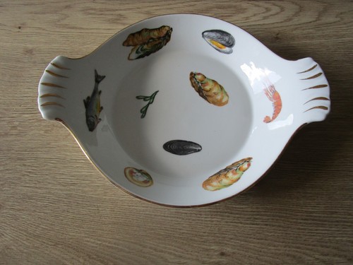 Plat gratin décor poissons - à,