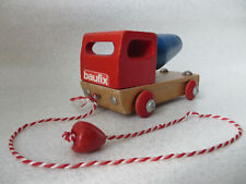 VINTAGE OLD CONSTRUCTION TRUCK WOODEN TOY BAUFIX - 70s/80s +/-14cm