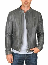 Blouson cuir homme motard moto manteau vintage bombardier véritable peau...