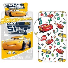 Disney Cars Jaune 3Pezzi Set Lit Simple Housse de Couette Taie + Draps Dessous