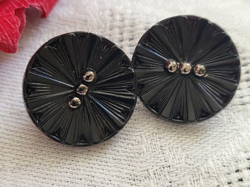 Duo boutons anciens verre - anciens, en