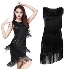 Robe de danse latine à pompons, tenue de soirée des années 20