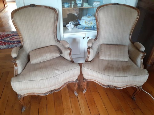 Paire fauteuils bergères - de,